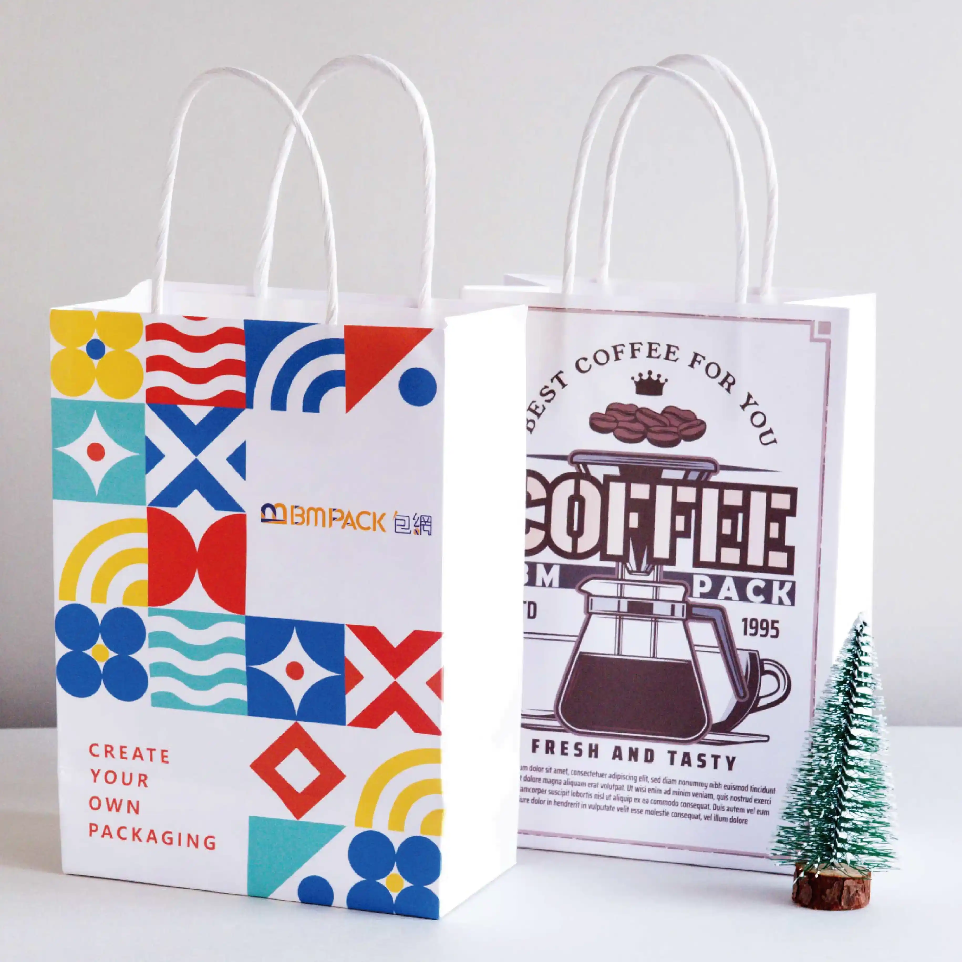 Full Colour White Kraft Bag